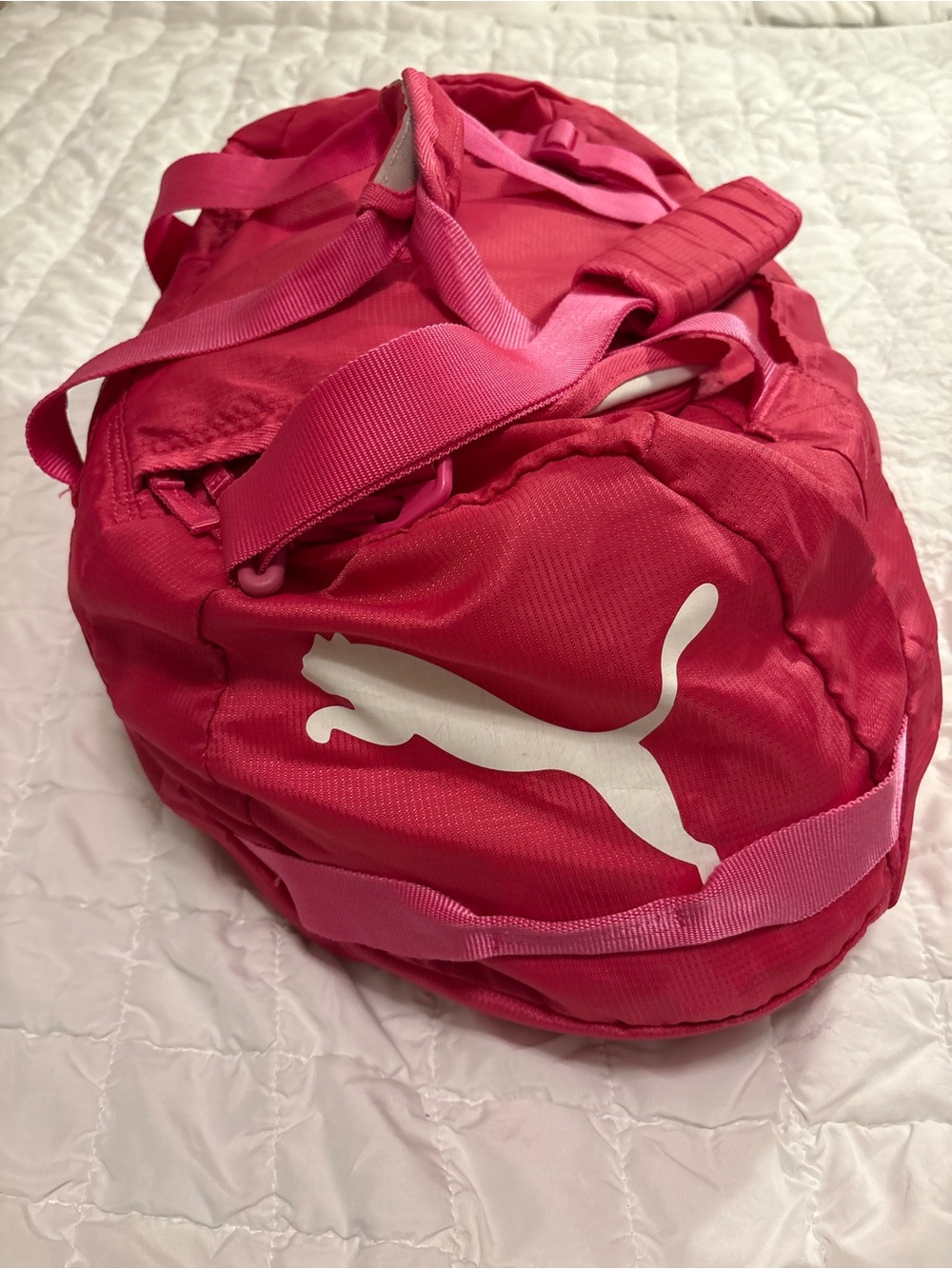 Puma Hot Pink Women's Duffel Bag with White Logo